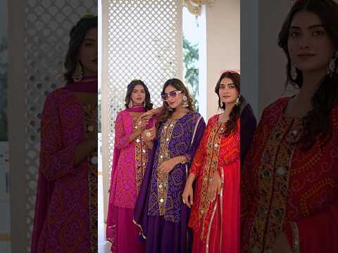 Trisha Fox Georgette Badhni Print Mirror Thred Beads Embroidery Work Kurti Palazzo Set