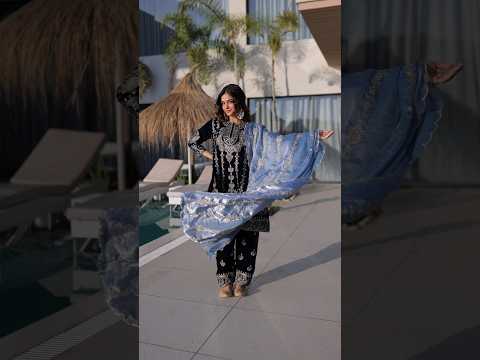 Roshni Navy Blue Color Velvet Rich Zari Embroidered Work Kurti Set