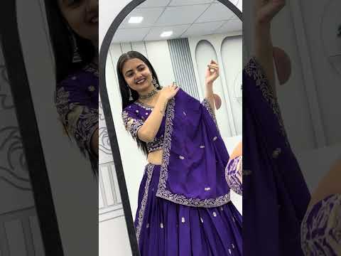 Bhanumati royal purple chinon embroidery work lehenga choli set