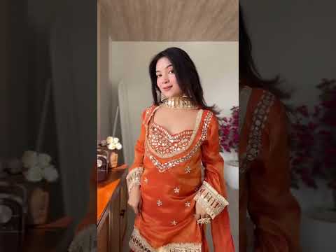 Suhani Orange Fendy Silk Real Mirror Work with Lace Border Kurti Sharara Set