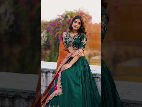 Mandodari Green Vichitra Silk Embroidery Work Lehenga Choli