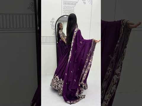 Manasa purple chinon embroidery thread sequins work lehenga choli set