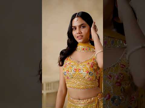 Sakhi Yellow Soft Georgette with Sequins Zari Resham and Badla Embroidery Work Lehenga Choli