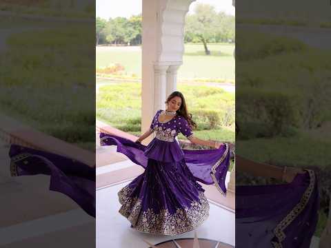 Nimi Purple Color Gold Crush Embroidery Zari Sequins Work Lehenga Choli