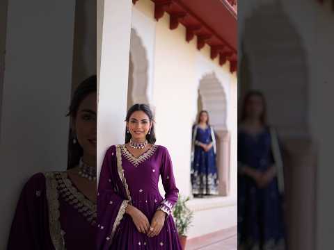 Tisara Blue Color Vichitra Silk Rich Sequins Embroidered Work Gown with Dupatta