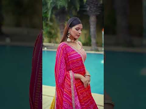 Navya Sunlit Yellow Color Embroidered Lehenga Choli with Bandhani Dupatta