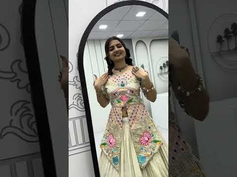 Neerja Off-White Color Cosmos Silk Embroidery Sequence Work Crop Top Lehenga Choli