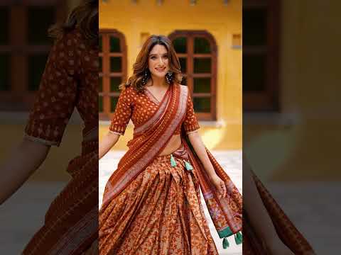 Samaira Orange Color Tasar Silk Iconic Sparkle With Lace Work Lehenga Choli