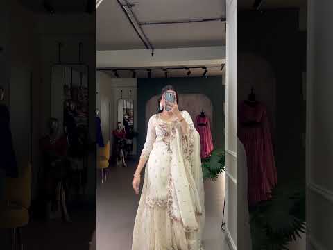 Aanvi Off-White Vichitra Silk Embroidered Kurti Sharara Set