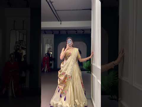 Kalyani Cream Color Shimmer Paithani Zari Weaving Purple Border Lehenga Choli with Dupatta