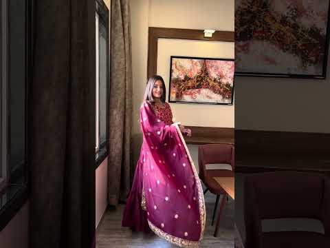 Gitanjali wine faux blooming sequins embroidered gown with dupatta