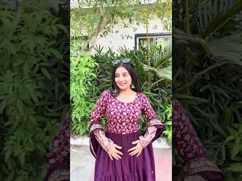 Gitanjali Purple Faux Blooming Sequins Embroidered Work Gown with Dupatta