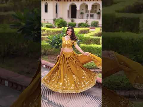 Ruvika Mustard Yellow Vichitra Silk Sequins Zari Embroidered Work Lehenga Choli