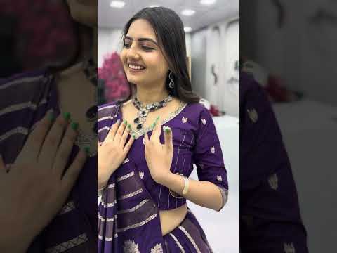 Shubhangi purple jacquard silk half saree lehenga choli