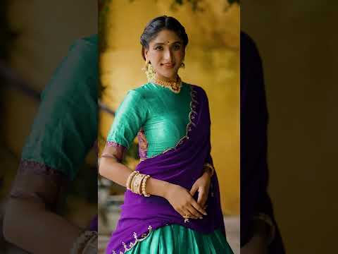 Green Color Poly Cotton Zari Weaving Half Saree Lehenga Choli