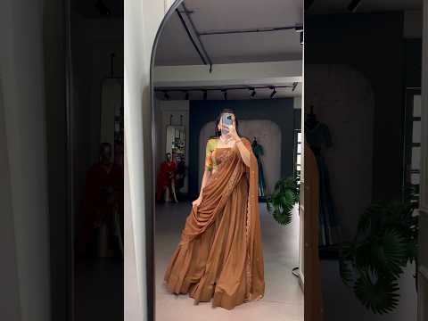 Omisha Chocolate Color Crush Silk Gotta Patti Position Printed Lehenga Choli