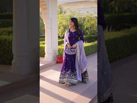 Rupa Purple Color Star Georgette Embroidery Zari Sequins Work Gown with Dupatta