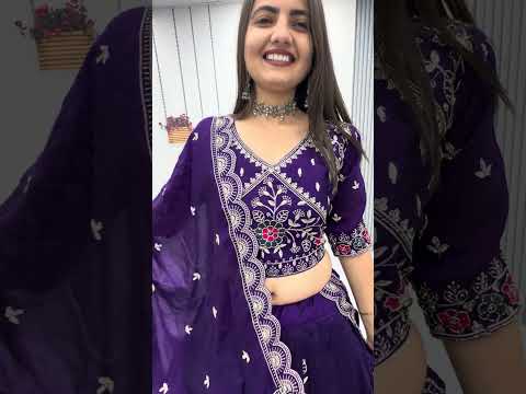 Dviti deep purple vichitra silk embroidery work lehenga choli set