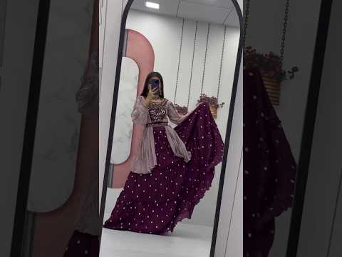 Malti Wine Color Chinon Embroidered Crop Top Lehenga with Nazmin Dupatta and Belt