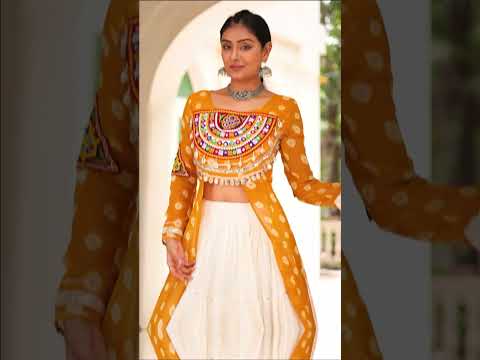 Purple Bandhani Print Kurti with Kutchi Patchwork Kora Cotton Lehenga