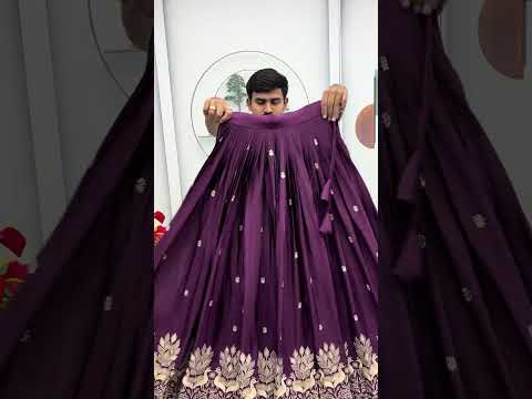 Bhanumati royal purple chinon embroidery work lehenga choli set