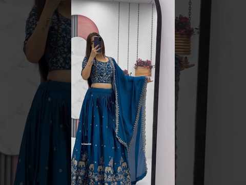 Kanupriya Blue Chinon Embroidered Lehenga Choli Set