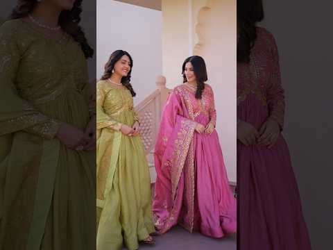 Pink Organza Sequins Embroidered Gown with Dupatta