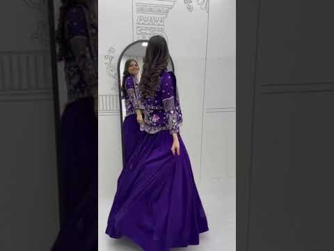 Devanshi navy blue vichitra silk crop top lehenga choli with jacket