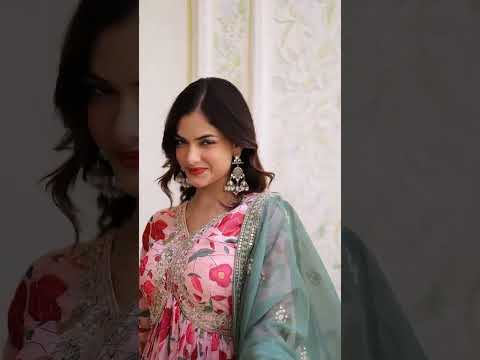 Swara pink digital printed russian silk alia cut gown with dupatta set
