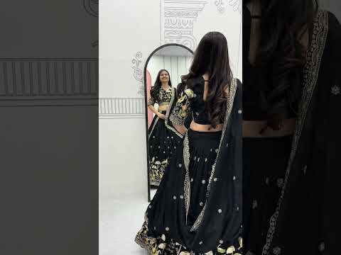 Vaidehi black vichitra silk embroidery work lehenga choli set