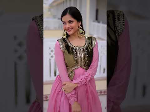 Yamini Pink Color Mal Chanderi Gown with Embroidered Work Koti