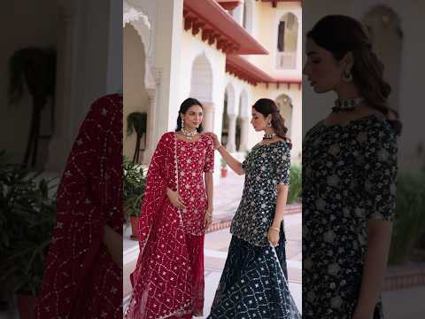 Aysa Teal Blue Faux Georgette Rich Sequins Embroidered Kurti Sharara Set