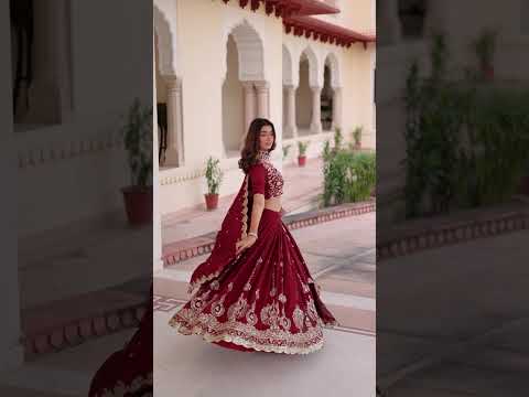 Rumi Maroon Color Vichitra Silk Heavy Sequins Thread Embroidery Lehenga Choli