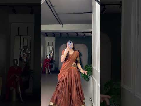 Rimi Green Chettinad Cotton Chex With Zari Weaving Work Half-Saree Lehenga