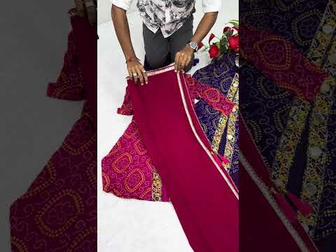 Trisha Fox Georgette Badhni Print Mirror Thred Beads Embroidery Work Kurti Palazzo Set