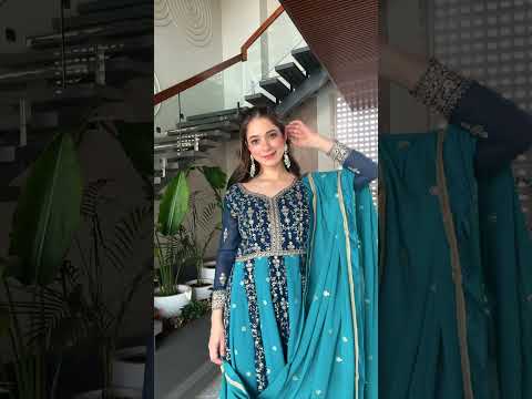 Blue Georgette Zari and Sequins Embroidered Gown with Dupatta