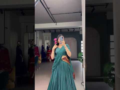 Green Color Pure Chanderi Zari Weaving Half Saree Lehenga Choli