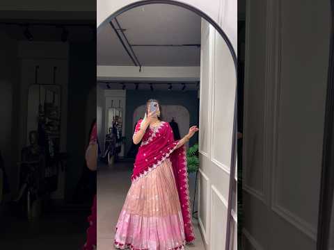 Pink Zari Kota Lehenga with Zari Weaving Embroidered Vichitra Silk Dupatta