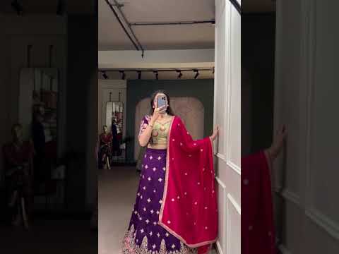 Arundhati Vichitra Silk Embroidered Purple Lehenga Set