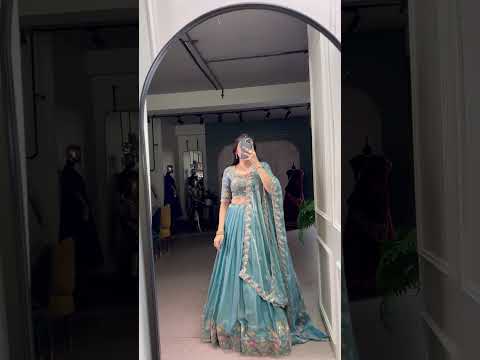 Sky Blue Zari Shimmer Sequins and Thread Embroidery Lehenga Choli