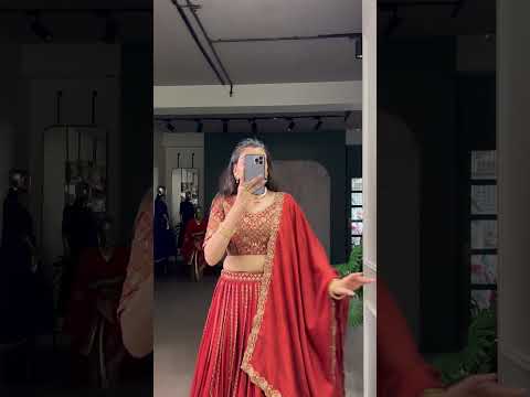 Rust Orange Silk Sequins Thread Embroidery Lehenga Choli