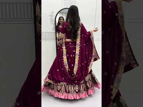 Tashvi teal blue vichitra silk embroidery work lehenga choli set