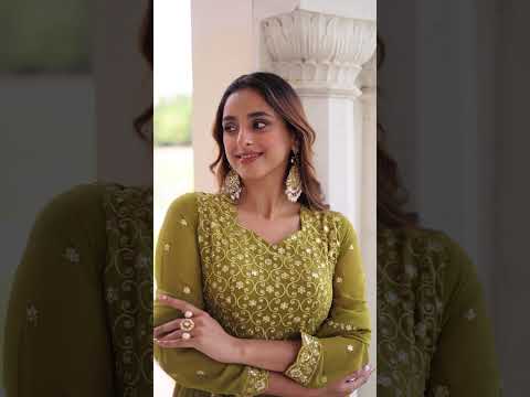 Aarini Pink Color Faux Georgette Sequins Zari Embroidered Gown with Dupatta