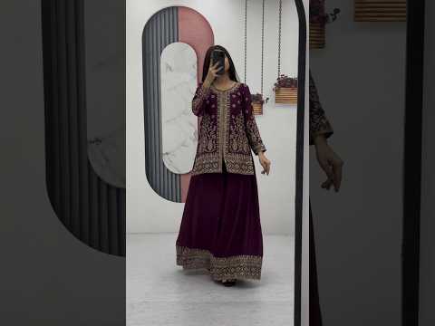 Enya Blue Color Chinon Embroidery Thread Sequence Work Kurti Palazzo Set