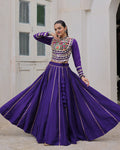 Purple Roman silk Gota Patti lace and Kutchi Gamthi embroidered lehenga choli