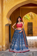 Rajeshwari Blue Vaishali Silk Printed with Beads Work Lehenga Choli Set