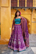 Rajeshwari purple vaishali silk printed beads work lehenga choli set