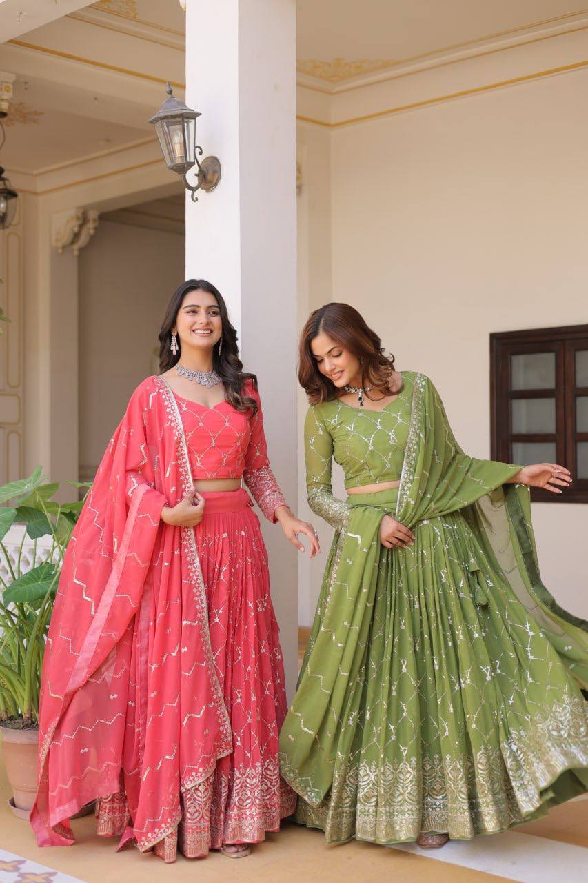 Georgette embroidered Kimaya designer lehenga choli
