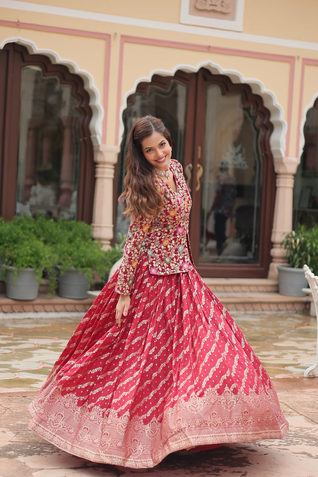Radhya pure dayble viscose jacquard lehenga choli