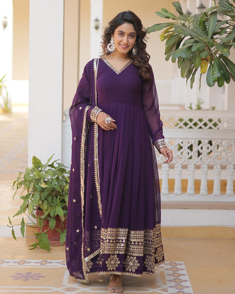 Pristine pizzazz sequined georgette flare suit set